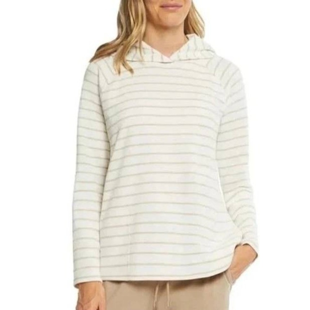 NWT Max & Mia Hoodie Women's Small Toast White Striped Waffle Knit Lounge